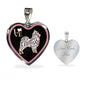 Pomeranian Dog Love Print Heart Charm Necklaces