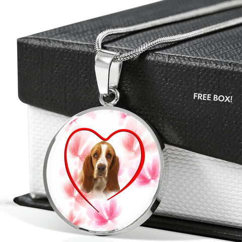 Basset Hound Print Luxury Circle Necklace