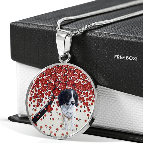 English Springer Spaniel Print Circle Pendant Luxury Necklace