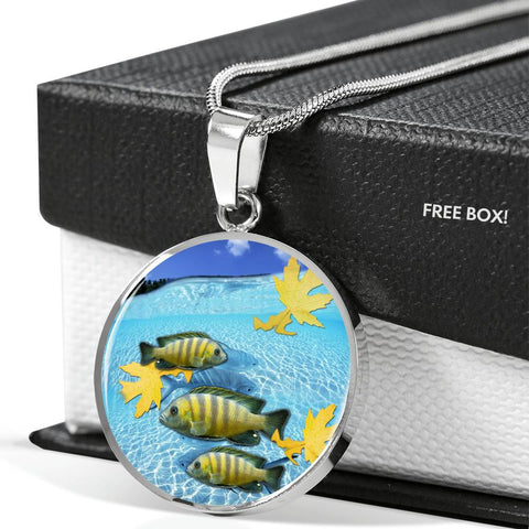 Afra Cichlid Fish Print Luxury Circle Charm Necklace