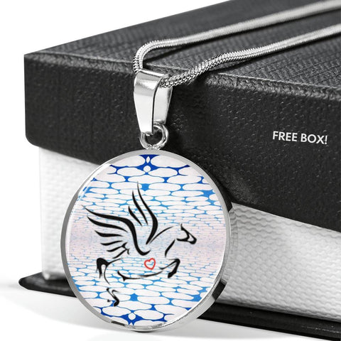 Amazing Percheron Horse Print Circle Pendant Luxury Necklace