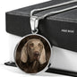 Weimaraner Dog Print Circle Pendant Luxury Necklace
