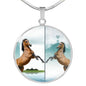 Lusitano Horse Print Circle Pendant Luxury Necklace