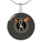 Basset Hound Dog Print Circle Pendant Luxury Necklace