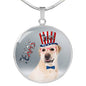 Labrador Retriever Texas Print Circle Pendant Luxury Necklace