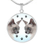 Tonkinese Cat Print Circle Pendant Luxury Necklace