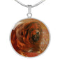 Tibetan Mastiff Dog Print Circle Pendant Luxury Necklace