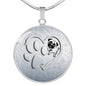 Pug Paws Print Circle Pendant Luxury Necklace