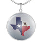 Pug Dog Texas Print Circle Pendant Luxury Necklace