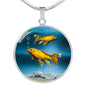 Butterfly Koi Fish Print Luxury Circle Necklace