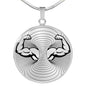 Biceps Bodybuilder Lovers Print Circle Pendant Luxury Necklace