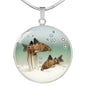 Corydoras Paleatus Fish Print Circle Pendant Luxury Necklace