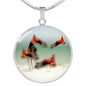 Lovely Common Molly Fish Print Circle Pendant Luxury Necklace