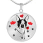 Cute Boston Terrier Print Circle Pendant Luxury Necklace