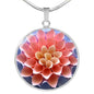 Paper Flower Print Circle Pendant Luxury Necklace