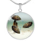 Oscar Fish Print Luxury Circle Charm Necklace