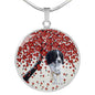 English Springer Spaniel Print Circle Pendant Luxury Necklace