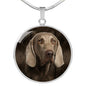 Weimaraner Dog Print Circle Pendant Luxury Necklace