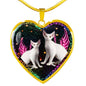 Devon Rex Cat Print Heart Charm Necklaces
