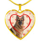 German Shepherd Print Heart Charm Necklace