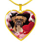 Boxer Dog Print Heart Pendant Luxury Necklace