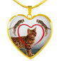 Bengal Cat Print Heart Pendant Luxury Necklace