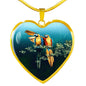 Lovely Parrot Print Heart Charm Necklaces