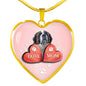 Saint Bernard Dog Print Heart Pendant Luxury Necklace