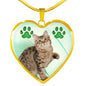 American Bobtail Print Heart Pendant Luxury Necklace