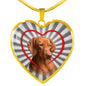 Lovely Vizsla Dog Print Heart Charm Necklace