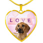 Cute Rhodesian Ridgeback Dog Print Heart Pendant Luxury Necklace
