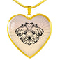 Maltese Dog Vector Art Print Heart Charm Necklaces