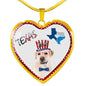 Labrador Retriever Texas Print Heart Pendant Luxury Necklace