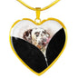 Dalmatian Dog Art Print Heart Charm Necklaces