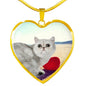 Exotic Shorthair Cat Print Heart Pendant Luxury Necklace