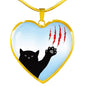 Cat Print Heart Pendant Luxury Necklace