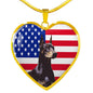 Doberman Pinscher Print Heart Pendant Luxury Necklace