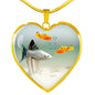 Mollies Fish Print Heart Charm Necklace