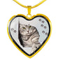 Charming Cat Art Print Heart Charm Necklaces