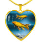 Butterfly Koi Fish Print Heart Charm Steel Bracelet