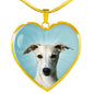 Whippet Dog Print Heart Pendant Luxury Necklace