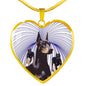 Amazing Doberman Pinscher Print Heart Pendant Luxury Necklace