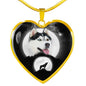 Amazing Siberian Husky Print Heart Pendant Luxury Necklace