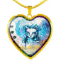Cat Watercolor Art Print Heart Charm Necklaces