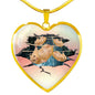 Golden Hamster Hanging Print Heart Charm Necklaces