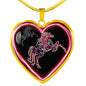 Horse Pink Art Print Heart Charm Necklaces
