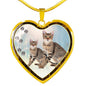 Savannah Cat Print Heart Charm Necklaces
