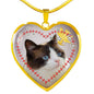 Lovely Snowshoe Cat Print Heart Pendant Luxury Necklace