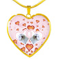 Maltese Dog Print Heart Charm Luxury Necklace