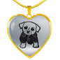 Cute Dog Art Print Heart Pendant Luxury Necklace